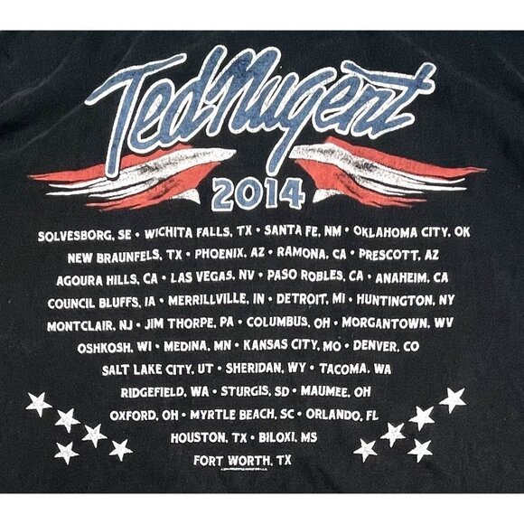 TED NUGENT Adult 2XL 2014 Tour T-SHIRT Black S/S Double Sided Graphic *READ* - Picture 4 of 7